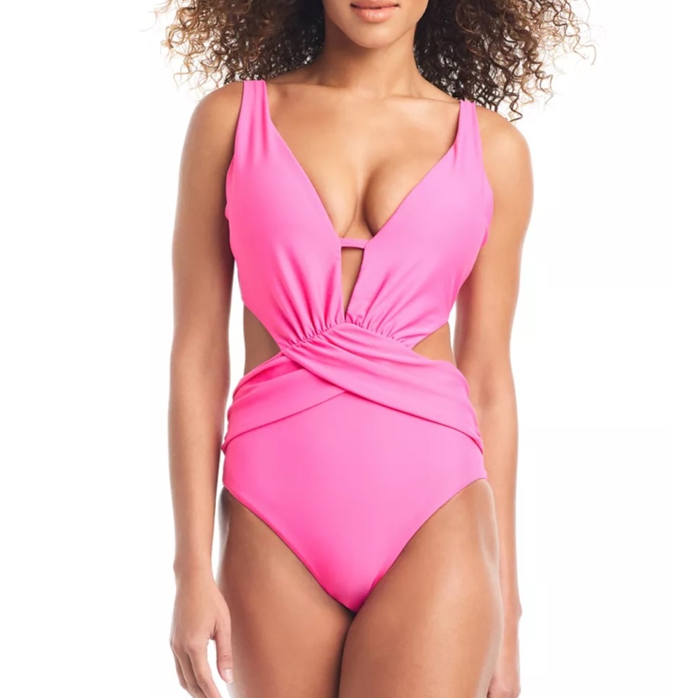 New! Bar III Women's Draped Monokini Swimsuit